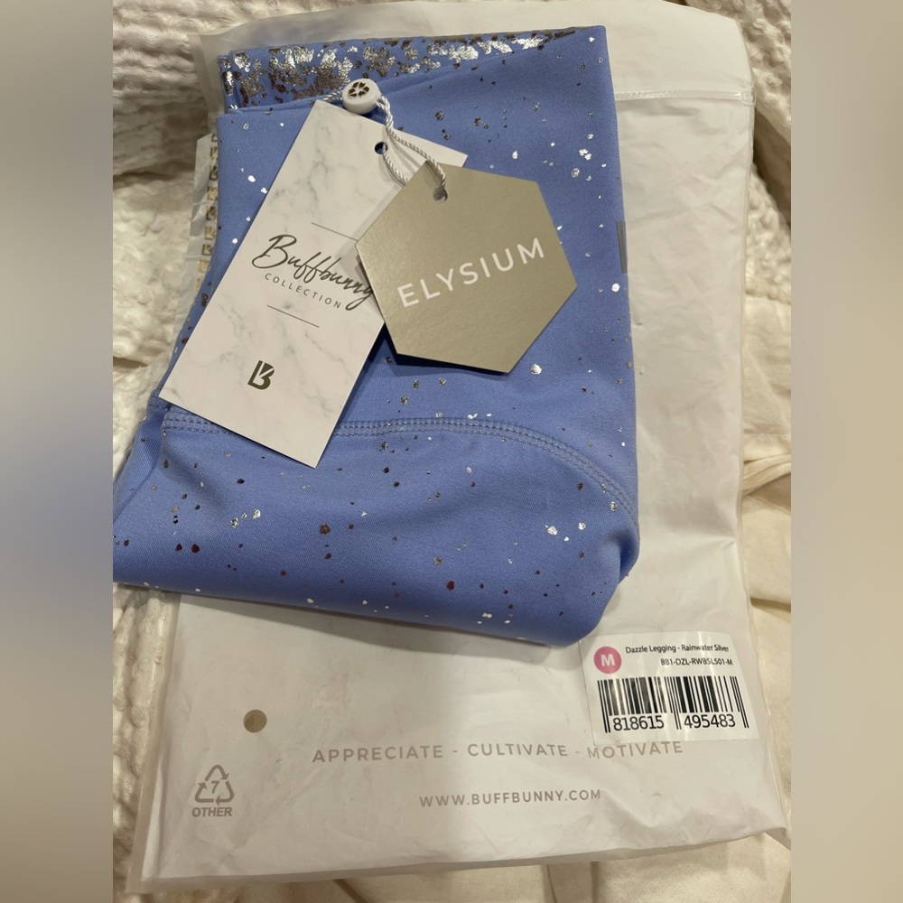Buff Bunny light blue metallic leggings